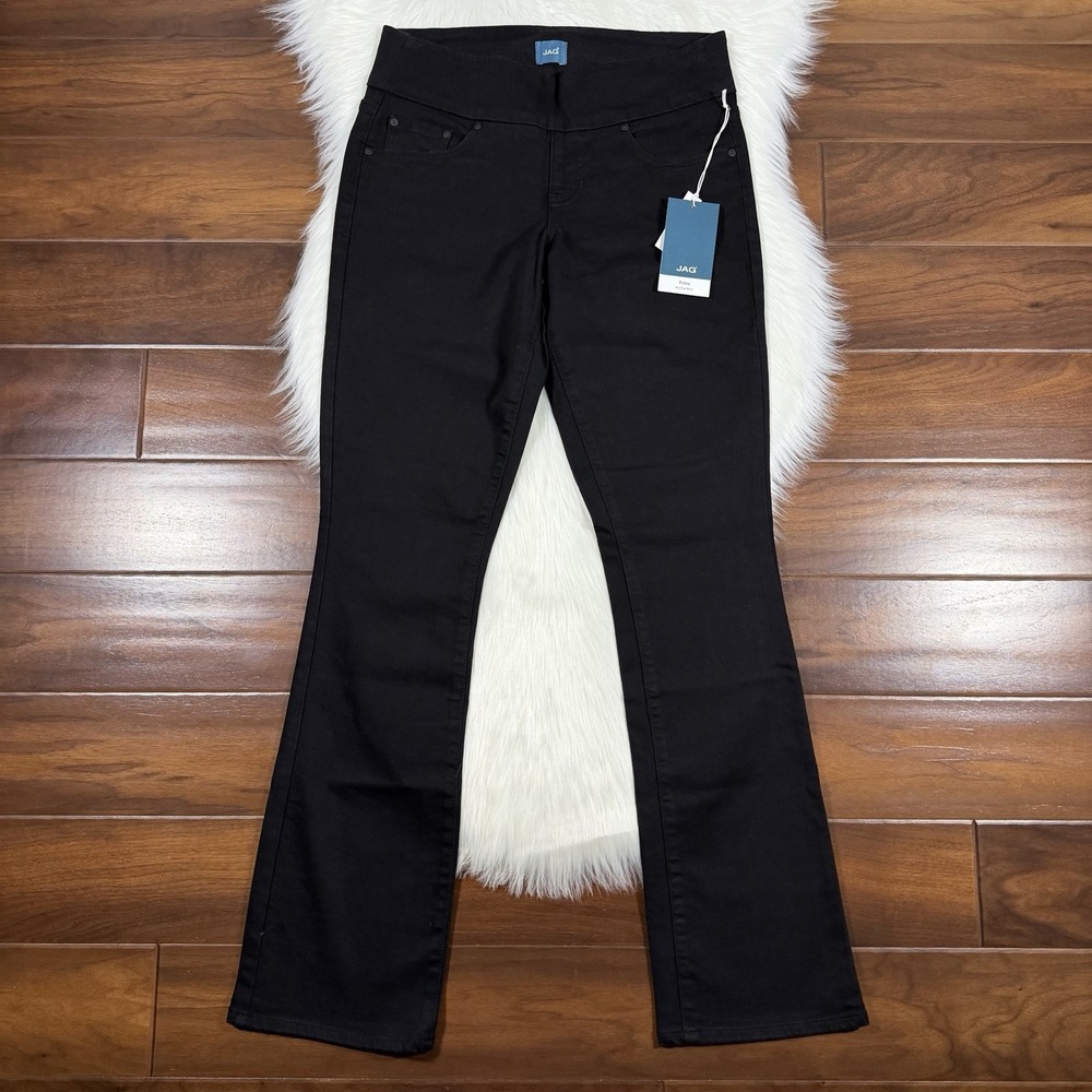 Jag Jeans Women's Size 6 Black Paley‎ Mid Rise Boot Leg Pull On Denim Jeans